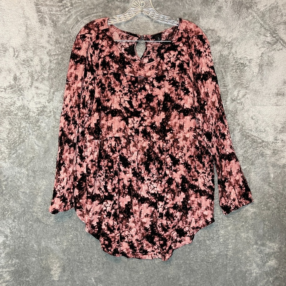 Torrid Women Tie Dye Babydoll Crinkle Gauze Keyhole Front Tunic Flowy Top 2X